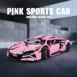 1280 PCS RC Racing Lambo Car 1/14 Remote Control Sports Cars Building Blocks W/ App Remote -Children Toys Sale Pink Remote Control Lamborghini RC Car 1