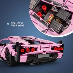 1280 PCS RC Racing Lambo Car 1/14 Remote Control Sports Cars Building Blocks W/ App Remote -Children Toys Sale Pink Remote Control Lamborghini RC Car 2