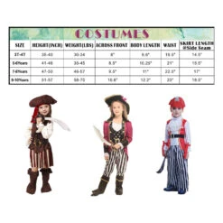Boys Girls Pirate Costume Accessory Set Halloween Pirate Dress Up Outfit For Kids (3-8 Years) 11 Boys Girls Pirate Costume Accessory Set Halloween Pirate Dress Up Outfit For Kids (3-8 Years) -Children Toys Sale Pirate costume size chart