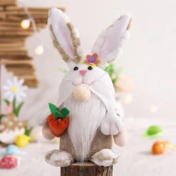 Plush Easter Gnome Bunny Cute Rabbit With Carrot Egg For Home Decoration Funny Easter Plush Doll -Children Toys Sale Plush Easter Bunny Gnome PLUSH DOLL 5