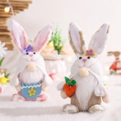 Plush Easter Gnome Bunny Cute Rabbit With Carrot Egg For Home Decoration Funny Easter Plush Doll -Children Toys Sale Plush Easter Bunny Gnome PLUSH DOLL 7