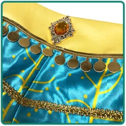 Kids Princess Jasmine Costume Halloween 4-pieces Full Set Cosplay Dress -Children Toys Sale Princess Jasmine Costume Dress Up 4