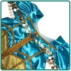 Kids Princess Jasmine Costume Halloween 4-pieces Full Set Cosplay Dress -Children Toys Sale Princess Jasmine Costume Dress Up 6