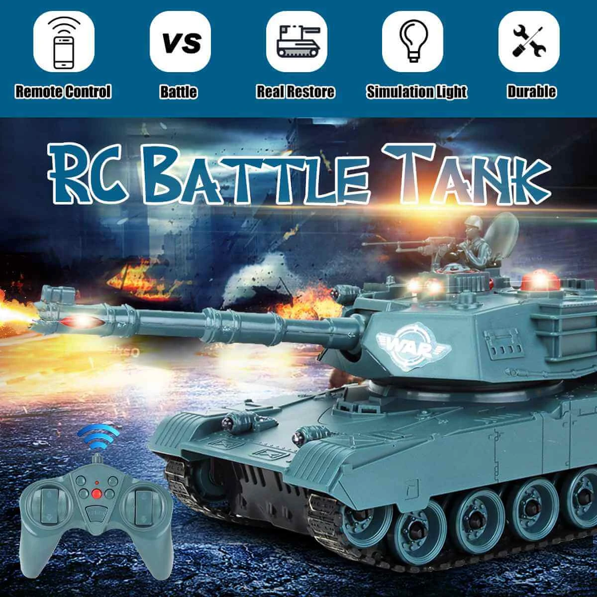 2.4G RC Tank Remote Control Battle Tank 350 Rotatable Turret Crawler Simulation Lighting Car Monster Toys For Children Kids Gift 6 2.4G RC Tank Remote Control Battle Tank 350 Rotatable Turret Crawler Simulation Lighting Car Monster Toys For Children Kids Gift - Image 6