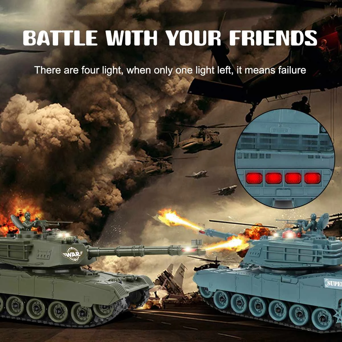 2.4G RC Tank Remote Control Battle Tank 350 Rotatable Turret Crawler Simulation Lighting Car Monster Toys For Children Kids Gift 5 2.4G RC Tank Remote Control Battle Tank 350 Rotatable Turret Crawler Simulation Lighting Car Monster Toys For Children Kids Gift - Image 5