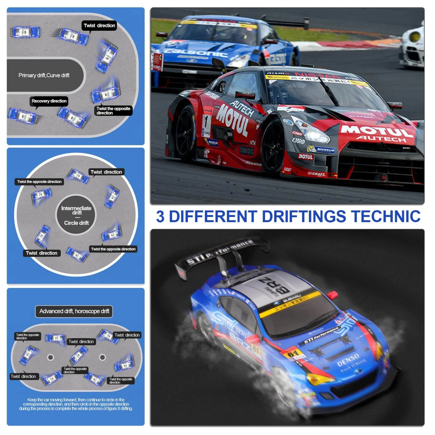 Drift RC Car 1:16 GTR Racing Vehicle High Speed Remote Control Subaru Brz Sport Car For Kids Adults 2 Drift RC Car 1:16 GTR Racing Vehicle High Speed Remote Control Subaru Brz Sport Car For Kids Adults - Image 2