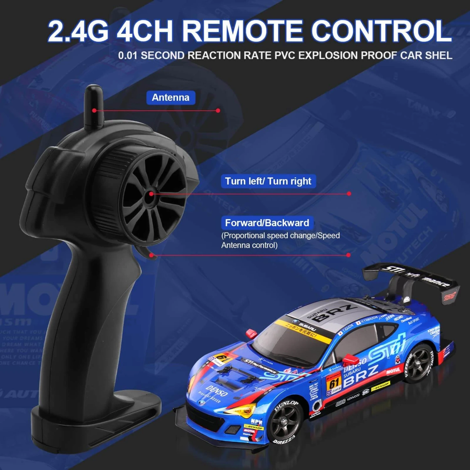 Drift RC Car 1:16 GTR Racing Vehicle High Speed Remote Control Subaru Brz Sport Car For Kids Adults 4 Drift RC Car 1:16 GTR Racing Vehicle High Speed Remote Control Subaru Brz Sport Car For Kids Adults - Image 4