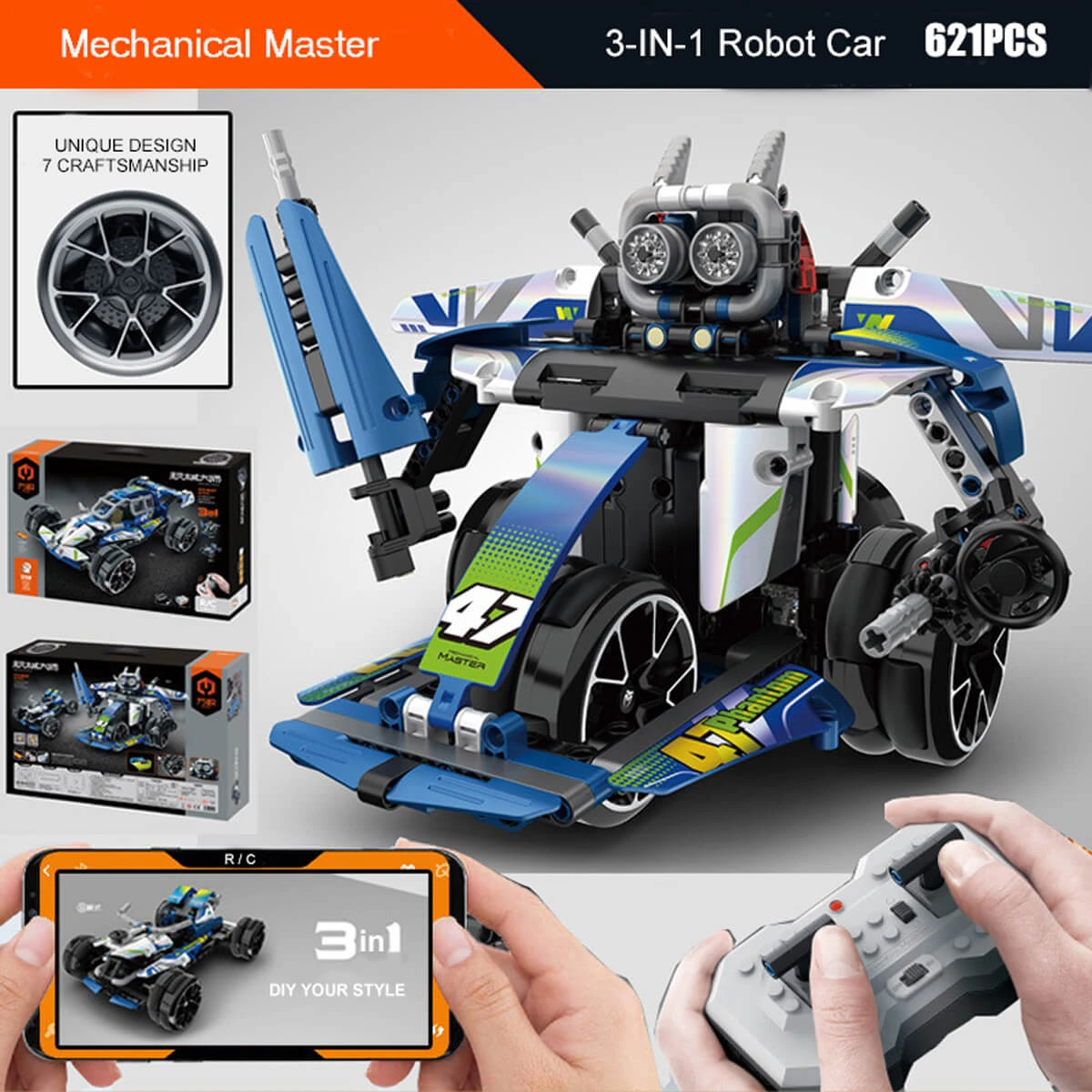 3 In 1 STEM RC Robot Car Building Blocks DIY Kit 4WD Remote Control APP Programming Drift Robot Car 2 3 In 1 STEM RC Robot Car Building Blocks DIY Kit 4WD Remote Control APP Programming Drift Robot Car - Image 2