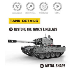 2.4G RC Stainless Steel Tank DIY Assembly Remote Control Panzer With Rotating Turret -Children Toys Sale RCDIYMetalTank 3