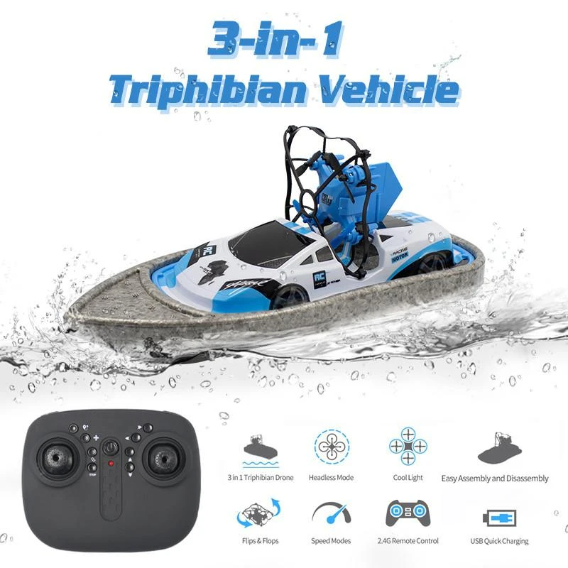 RC Mini Drone Boat Car Triphibian Vehicle Helicopter Drone Quadrocopter Remote Control Toy 10 RC Mini Drone Boat Car Triphibian Vehicle Helicopter Drone Quadrocopter Remote Control Toy - Image 10