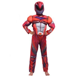 Kids Red Ranger Costume Boys Girls Classic Muscle Halloween Outfit 4-8 Years -Children Toys Sale Red power ranger outfit