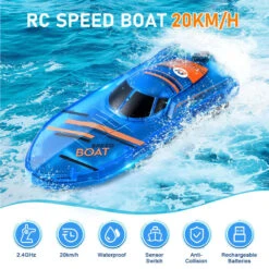 2.4Ghz Remote Control Boat With LED Light Waterproof Racing Boat For Pools & Lakes -Children Toys Sale Remote Control Boat with LED Light 6