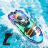 2.4Ghz Remote Control Boat With LED Light Waterproof Racing Boat For Pools & Lakes