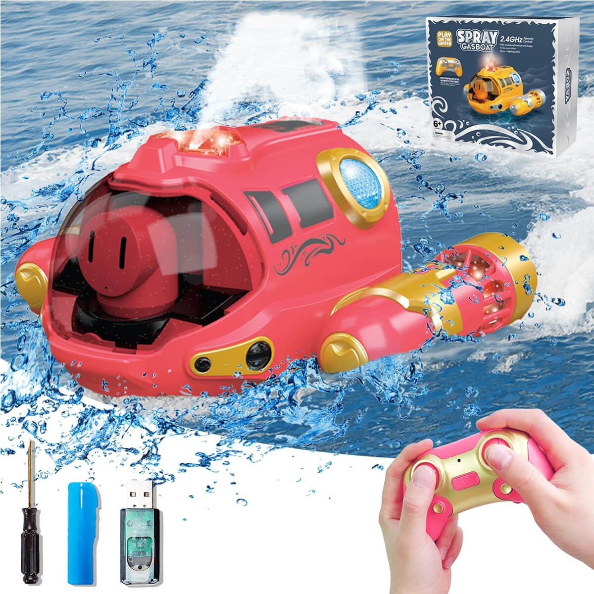 2.4GHz Remote Control Boat Spray Boat Twin Propeller Speedboat Waterproof Boat 10 2.4GHz Remote Control Boat Spray Boat Twin Propeller Speedboat Waterproof Boat - Image 10