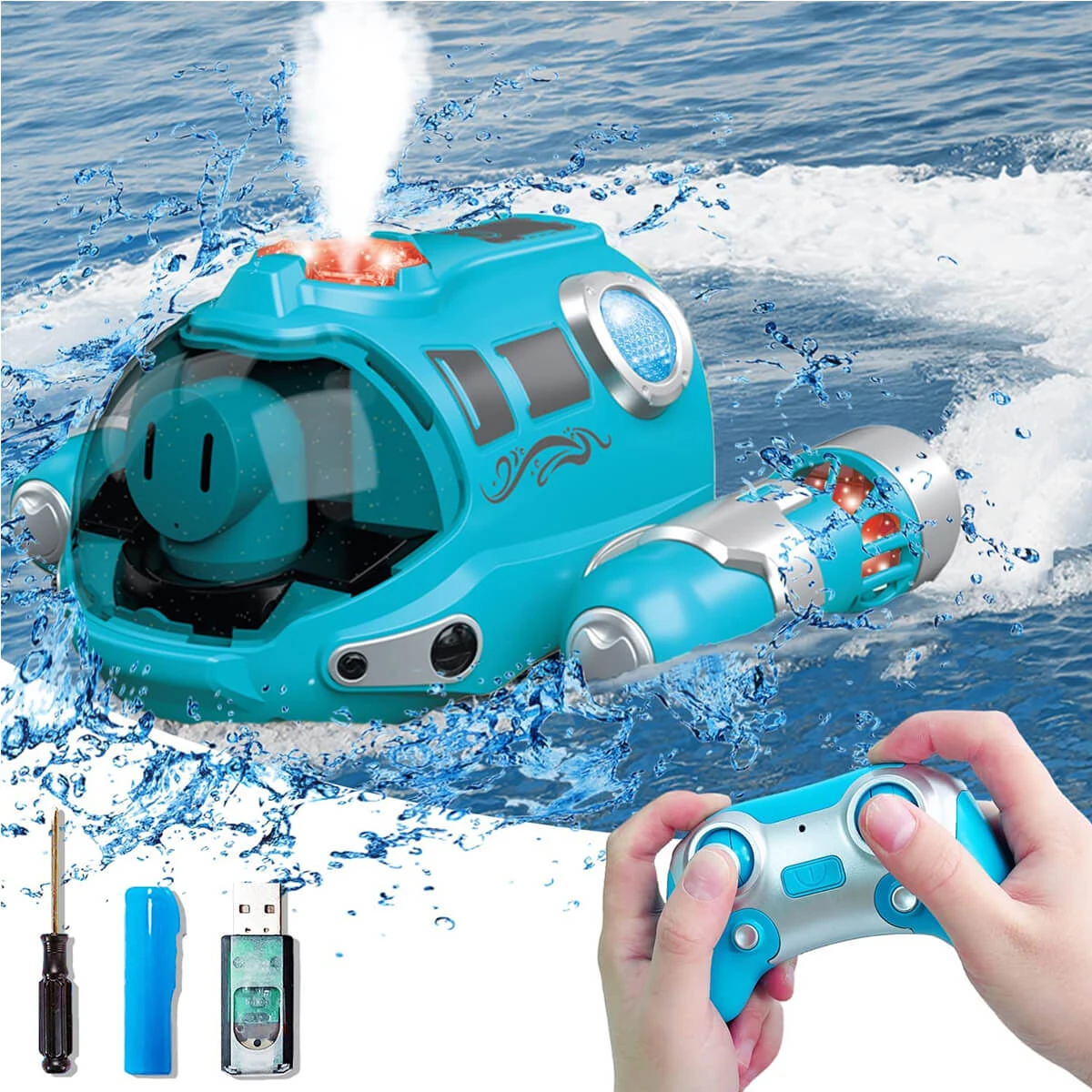2.4GHz Remote Control Boat Spray Boat Twin Propeller Speedboat Waterproof Boat 9 2.4GHz Remote Control Boat Spray Boat Twin Propeller Speedboat Waterproof Boat - Image 9