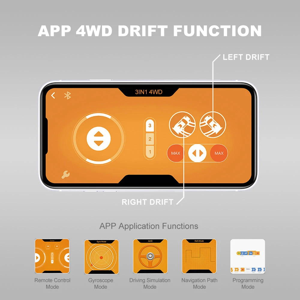 3 In 1 STEM RC Robot Car Building Blocks DIY Kit 4WD Remote Control APP Programming Drift Robot Car 6 3 In 1 STEM RC Robot Car Building Blocks DIY Kit 4WD Remote Control APP Programming Drift Robot Car - Image 6