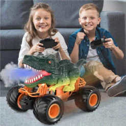 Remote Control Dinosaur Car Kids 2.4Ghz RC Dinosaur Truck Toys With Light Sound Spray Function