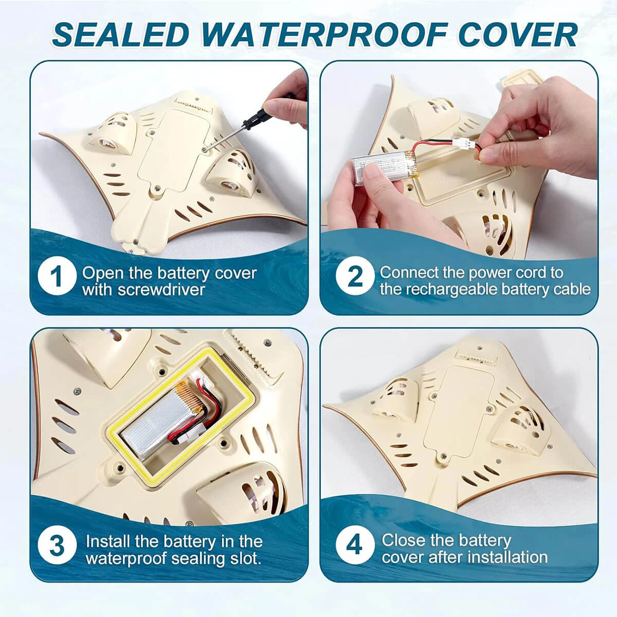 2.4G Remote Control Manta Ray Toy High Simulation Devil Ray Fish RC Boat Toys For Kids 6 2.4G Remote Control Manta Ray Toy High Simulation Devil Ray Fish RC Boat Toys For Kids - Image 6