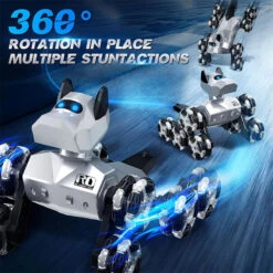 2.4G Remote Control Robot Dog Electric 8WD Stunt RC Cars Climbing Robot Dogs With 2 Rechargeable Batteries -Children Toys Sale Remote Control Robot Dog Stunt RC Car 8