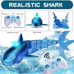 2.4Ghz Remote Control Shark 360° Rotation Electric RC Shark Toys With Light & Spray Water For Kids 11 2.4Ghz Remote Control Shark 360° Rotation Electric RC Shark Toys With Light & Spray Water For Kids -Children Toys Sale Remote Control Shark Electric RC Shark Toys 8