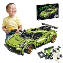 402Pcs Remote Control Sports Race Car Building Blocks Sets, STEM Building Kits, Educational Learning Toys For Boys, Practical Gifts 4 5 6 7 8 9 10+ Year Old -Children Toys Sale Remote Control Sports Race Car Building Blocks Set 1