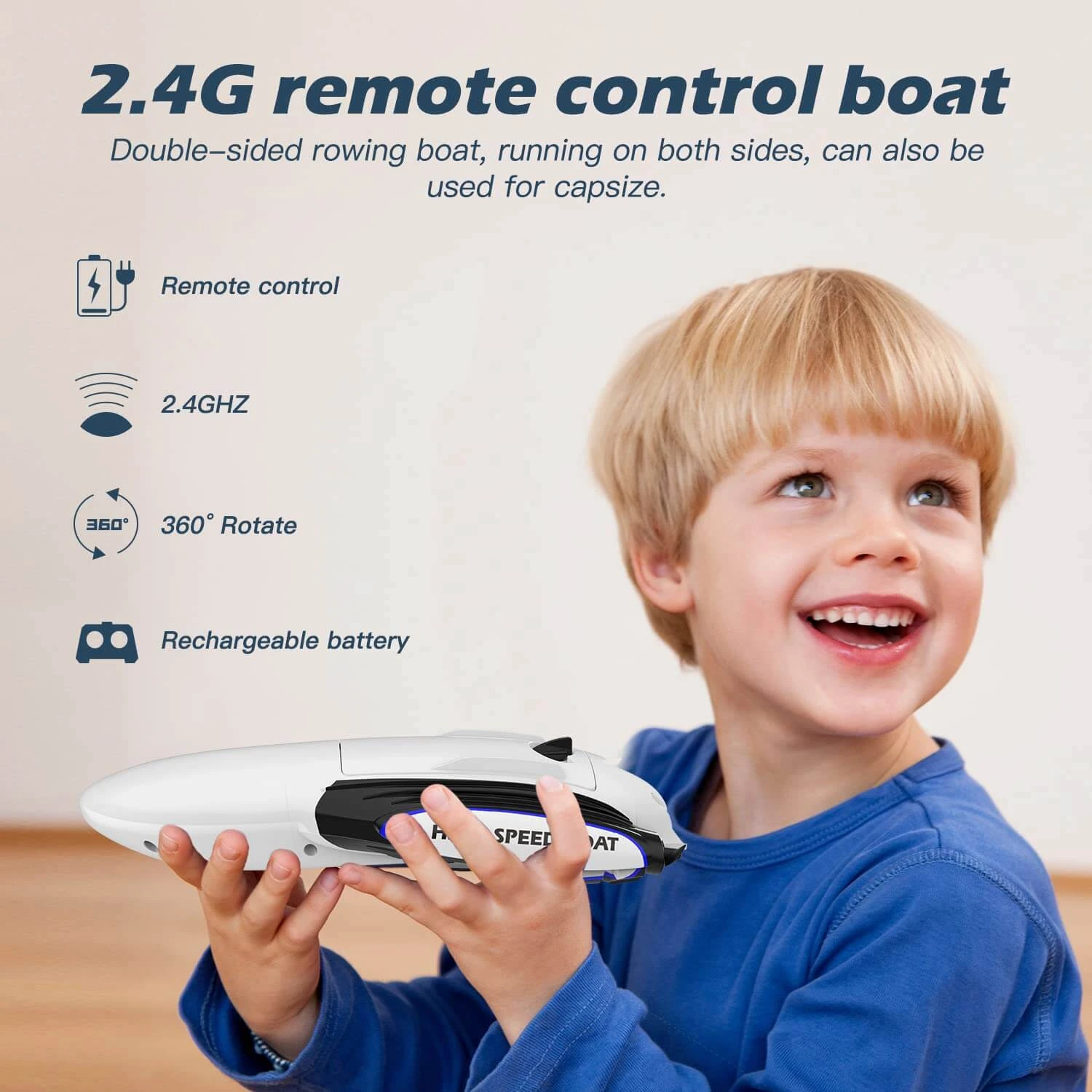 2.4G RC Boat High-speed Double-sided Remote Control Boat Children's Toys For Pools And Lakes 6 2.4G RC Boat High-speed Double-sided Remote Control Boat Children's Toys For Pools And Lakes - Image 6
