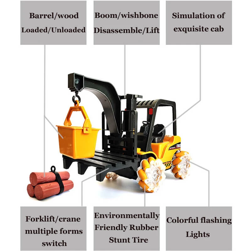 Kids RC Drift Car 21CH Remote Control Engineering Vehicle 3in1 Forklift/Crane/Trailer Highly Simulated 4 Kids RC Drift Car 21CH Remote Control Engineering Vehicle 3in1 Forklift/Crane/Trailer Highly Simulated - Image 4