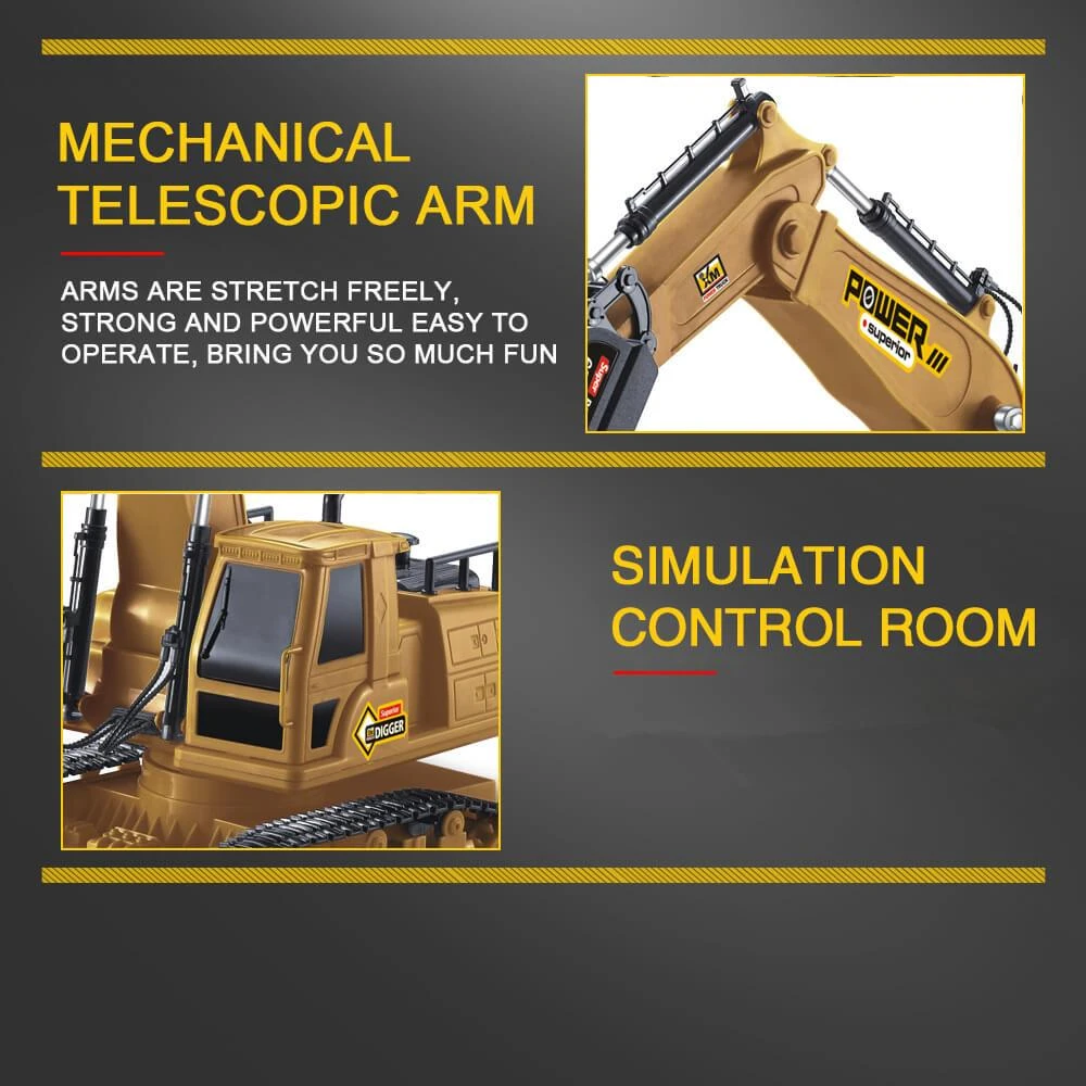 Remote Control Heavy Duty Excavator Construction Toy Engineering Car Caterpillar Tractor 4 Remote Control Heavy Duty Excavator Construction Toy Engineering Car Caterpillar Tractor - Image 4