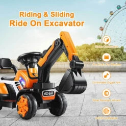 Kids Ride On Excavator Truck Toddler Ride-On-Car With Front Loader Digger -Children Toys Sale Ride On Excavator Scooter 2
