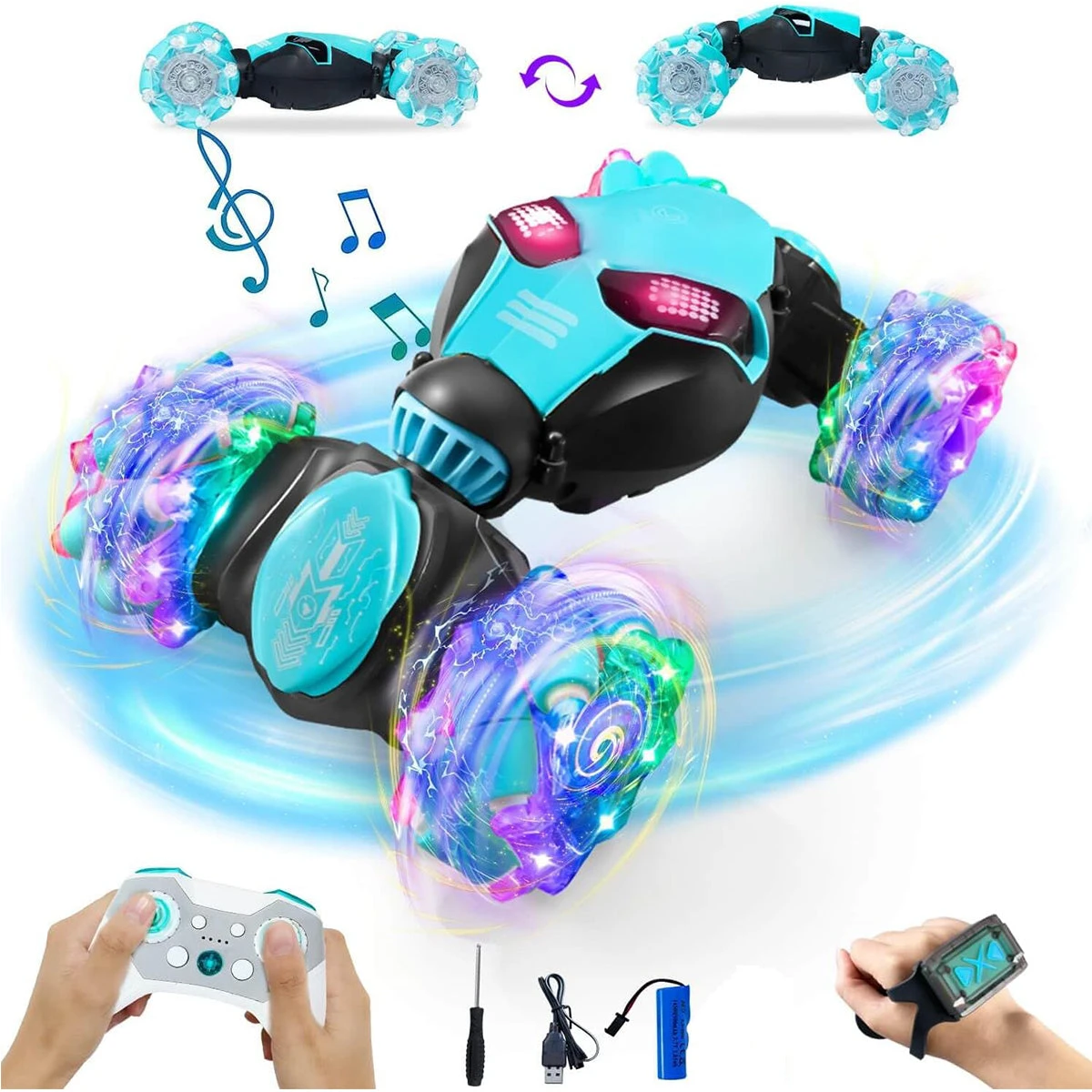 2.4G Twist RC Car 4WD Colorful Drift Car Transformable Stunt Car Dual Control With Smart Eyes 2 2.4G Twist RC Car 4WD Colorful Drift Car Transformable Stunt Car Dual Control With Smart Eyes - Image 2