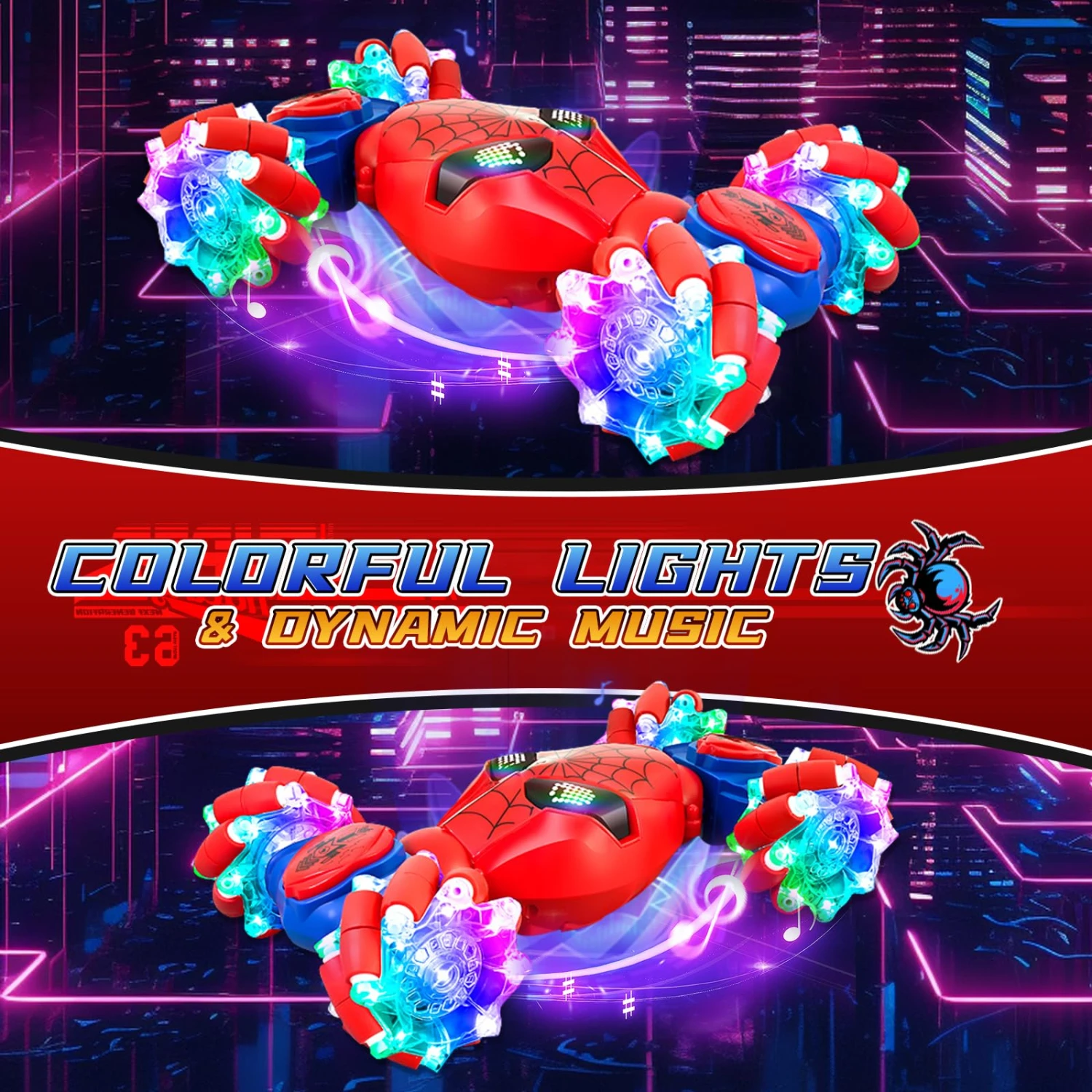 2.4G Twist RC Car 4WD Colorful Drift Car Transformable Stunt Car Dual Control With Smart Eyes 3 2.4G Twist RC Car 4WD Colorful Drift Car Transformable Stunt Car Dual Control With Smart Eyes - Image 3