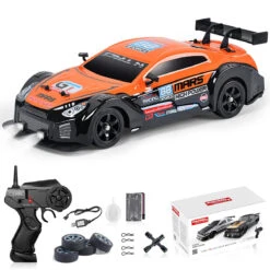 1/16 RC Drift Car 18KM/H Fast Remote Control Cars Spray Car With Led Light Sound For Kids -Children Toys Sale SKU 03 D orange