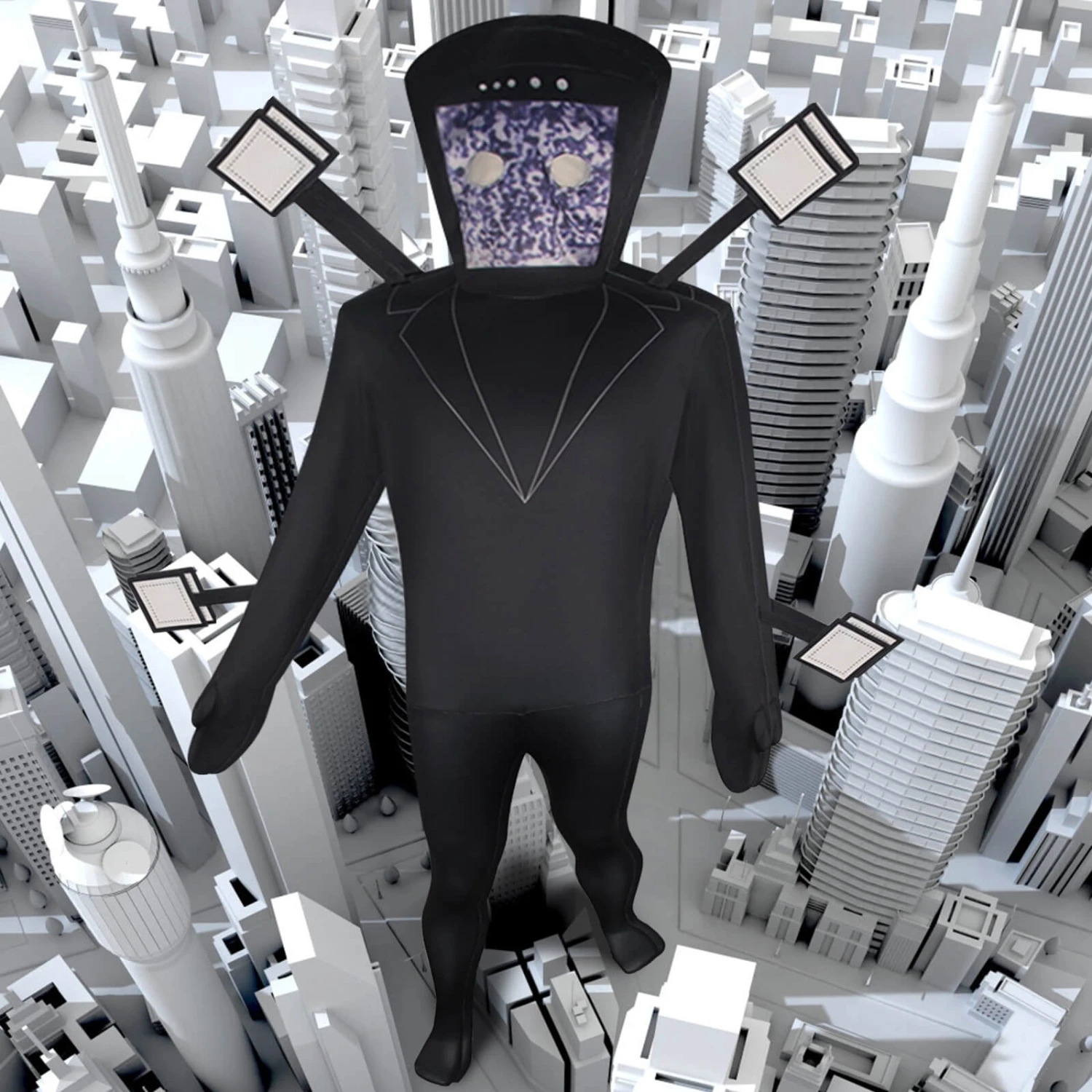 Skibidi Toilet Costume Titan TV Man Cosplay Outfit TV Man Jumpsuit Helmet 2pcs Set For Halloween Party 4 Skibidi Toilet Costume Titan TV Man Cosplay Outfit TV Man Jumpsuit Helmet 2pcs Set For Halloween Party - Image 4