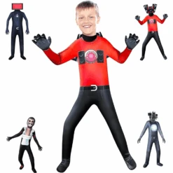 Skibidi Toilet Cosplay Jumpsuit Boys Halloween Costume Kids TV Man Cameraman And Speaker Man Cosplay Outfits -Children Toys Sale Skibidi Toilet Costume 1