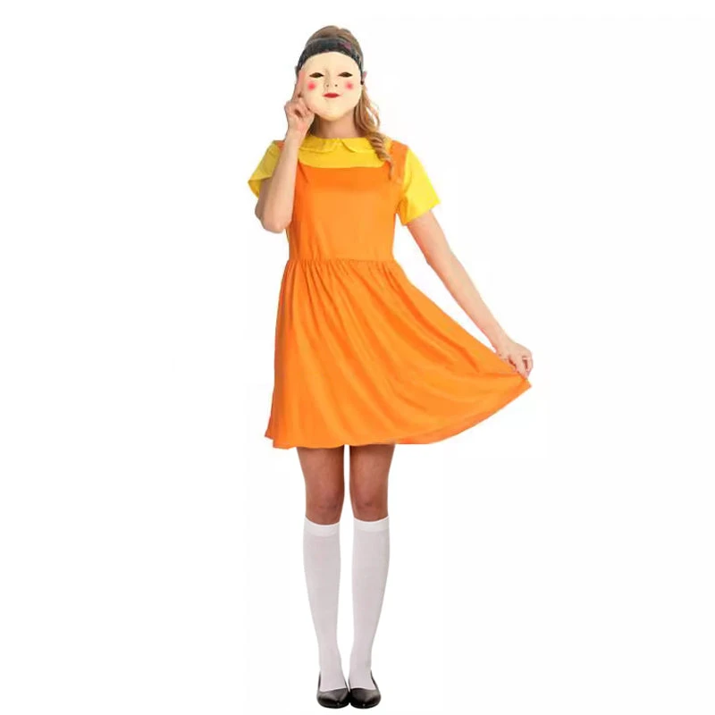 Young-hee The Doll Costume Red Light Green Light Robot Cosplay Dress And Mask 2 Young-hee The Doll Costume Red Light Green Light Robot Cosplay Dress And Mask - Image 2