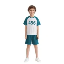 Kids Blue Players Summer Costume Game Short Sleeve Shirt And Shorts Suit