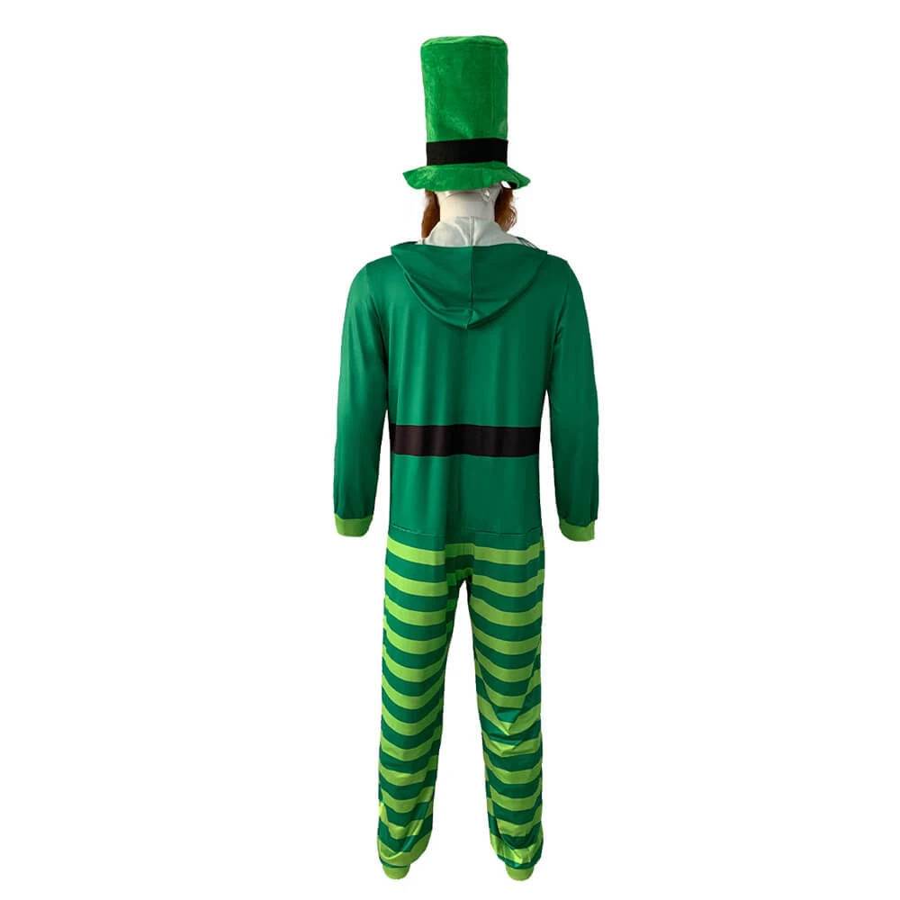 St Patricks Day Outfit Adult Leprechaun Costume Paddys Day Jumpsuit Hat Beard 3pcs Set 4 St Patricks Day Outfit Adult Leprechaun Costume Paddys Day Jumpsuit Hat Beard 3pcs Set - Image 4
