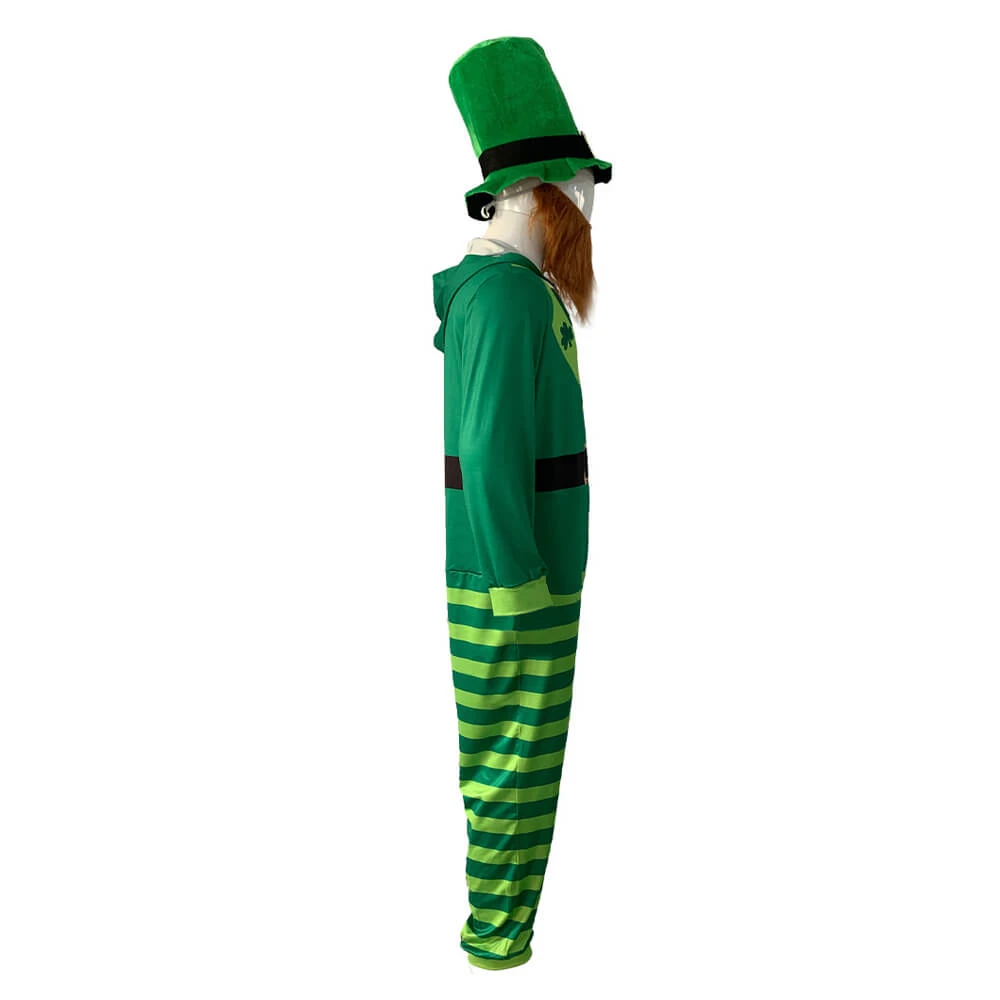 St Patricks Day Outfit Adult Leprechaun Costume Paddys Day Jumpsuit Hat Beard 3pcs Set 3 St Patricks Day Outfit Adult Leprechaun Costume Paddys Day Jumpsuit Hat Beard 3pcs Set - Image 3