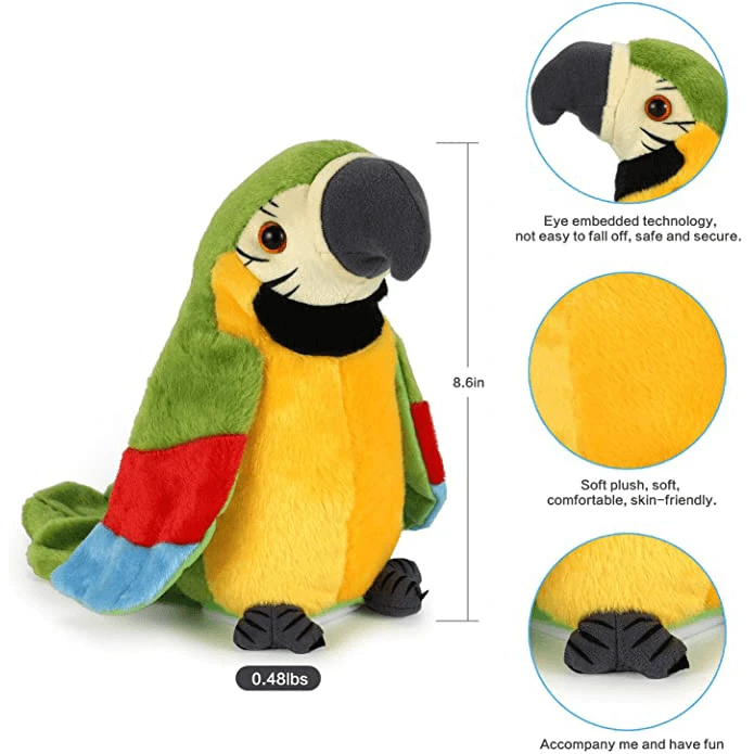 Newest Talking Parrot - Repeats What You Say With Cute Voice, Electronic Pet Plush Talking Animal Toy For Child Kids Gift Party Toys 7 Newest Talking Parrot - Repeats What You Say With Cute Voice, Electronic Pet Plush Talking Animal Toy For Child Kids Gift Party Toys - Image 7