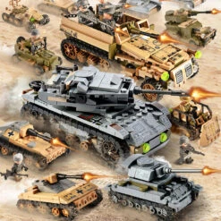 Empires Of Steel WWII Battle Bricks Army Sets With 8 Free Minifigures Sets -Children Toys Sale TankBuildingBlocksToys 4