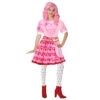Women Kids Teens Queen Of Hearts Costume Pink Princess Bridget Outfit Wig And Stocking