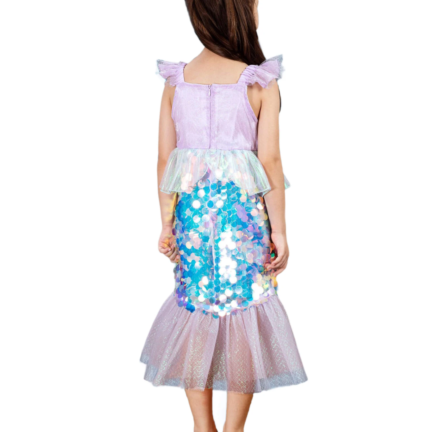 Kids Sequins Mermaid Dress Sea Princess Ariel Cosplay Costume Beach Vacation Dress Up 2 Kids Sequins Mermaid Dress Sea Princess Ariel Cosplay Costume Beach Vacation Dress Up - Image 2