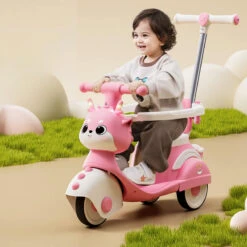 Toddler 3 IN 1 Ride On Car Cartoon Push Car 360° Safe Protection Ride On Toy