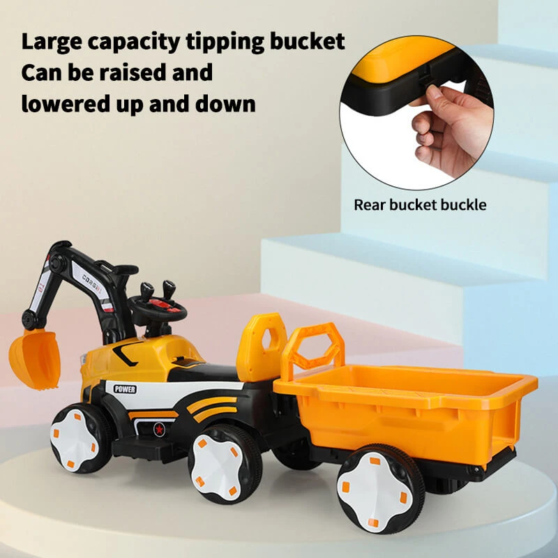 Toddler 6V Digger With Liftable Wagon Electric Excavator Outdoors Ride On Toy 7 Toddler 6V Digger With Liftable Wagon Electric Excavator Outdoors Ride On Toy - Image 7