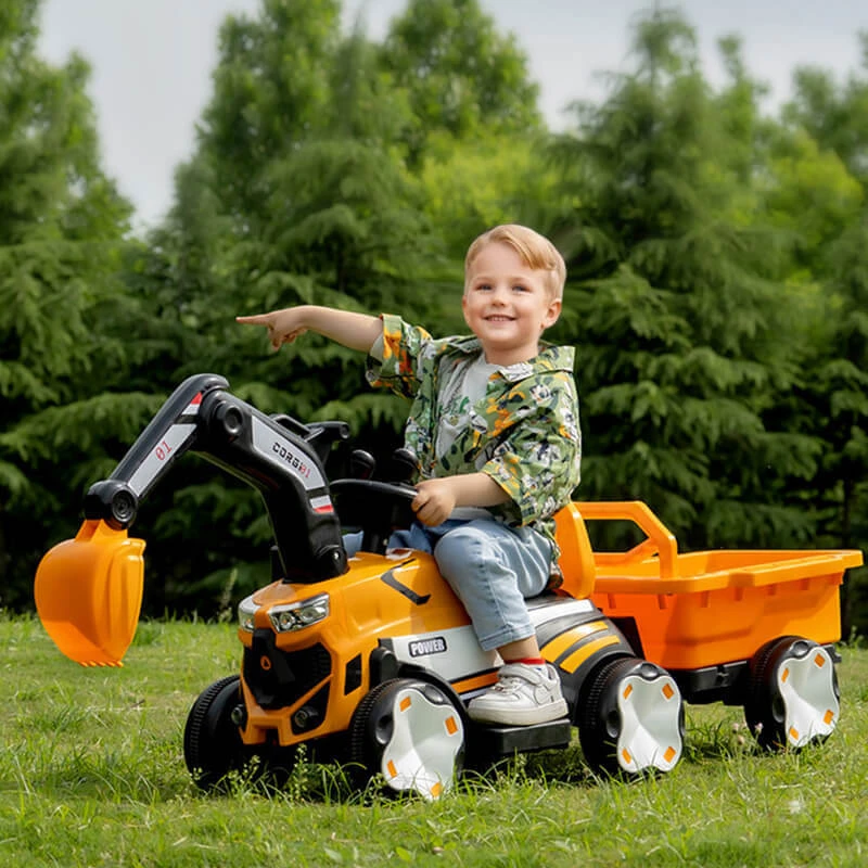 Toddler 6V Digger With Liftable Wagon Electric Excavator Outdoors Ride On Toy 1 Toddler 6V Digger With Liftable Wagon Electric Excavator Outdoors Ride On Toy