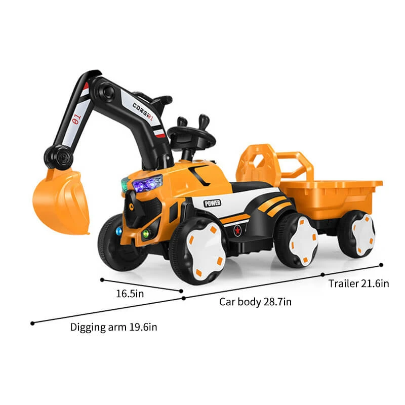 Toddler 6V Digger With Liftable Wagon Electric Excavator Outdoors Ride On Toy 13 Toddler 6V Digger With Liftable Wagon Electric Excavator Outdoors Ride On Toy - Image 13