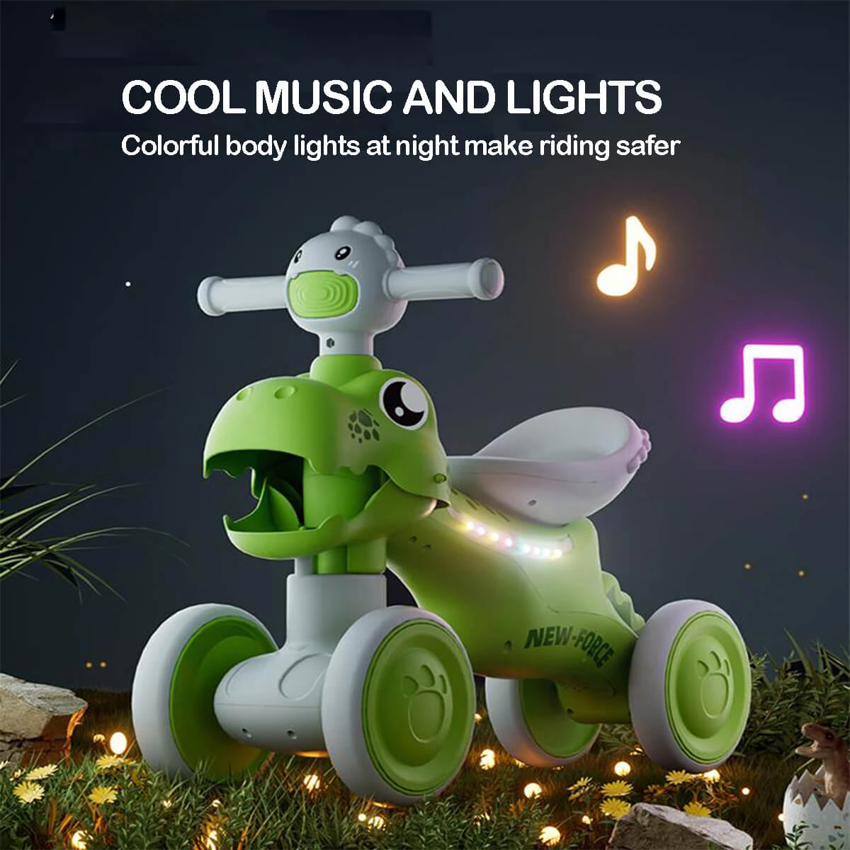 Balance Bike Toddler 4 Wheels Dinosaur Bike Cute Ride On Toys With Light And Music 9 Balance Bike Toddler 4 Wheels Dinosaur Bike Cute Ride On Toys With Light And Music - Image 9