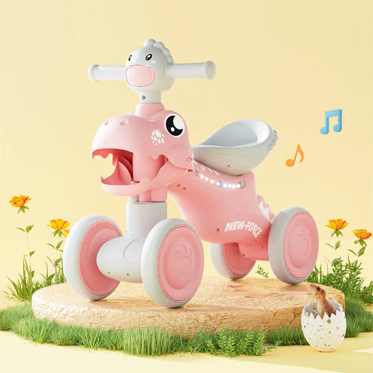Balance Bike Toddler 4 Wheels Dinosaur Bike Cute Ride On Toys With Light And Music 3 Balance Bike Toddler 4 Wheels Dinosaur Bike Cute Ride On Toys With Light And Music - Image 3