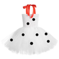 Toddler Dalmatian Costume Little Girls Dog Costume White Polka Dot Tutu Dress With Headband -Children Toys Sale Toddler Cruella Costume Dog 3