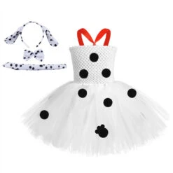 Toddler Dalmatian Costume Little Girls Dog Costume White Polka Dot Tutu Dress With Headband -Children Toys Sale Toddler Cruella Costume Dog 4